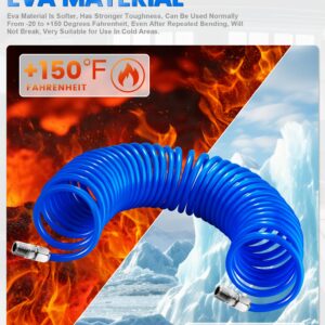 SARDVISA 25 Feet Repairable EVA Recoil Air Hose, Air Compressor Hose with 1/4" NPT Industrial Universal Quick Coupler and I/M Plug Kit, 200PSI Max Air Tool Hose