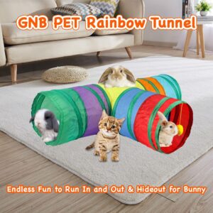 Rabbit Tunnel Collapsible 3 Way Bunny Tunnels and Tubes with Interactive Ball Bunny Hideout Small Animal Activity Tunnel Toys for Dwarf Rabbit Bunny Guinea Pig Kitty