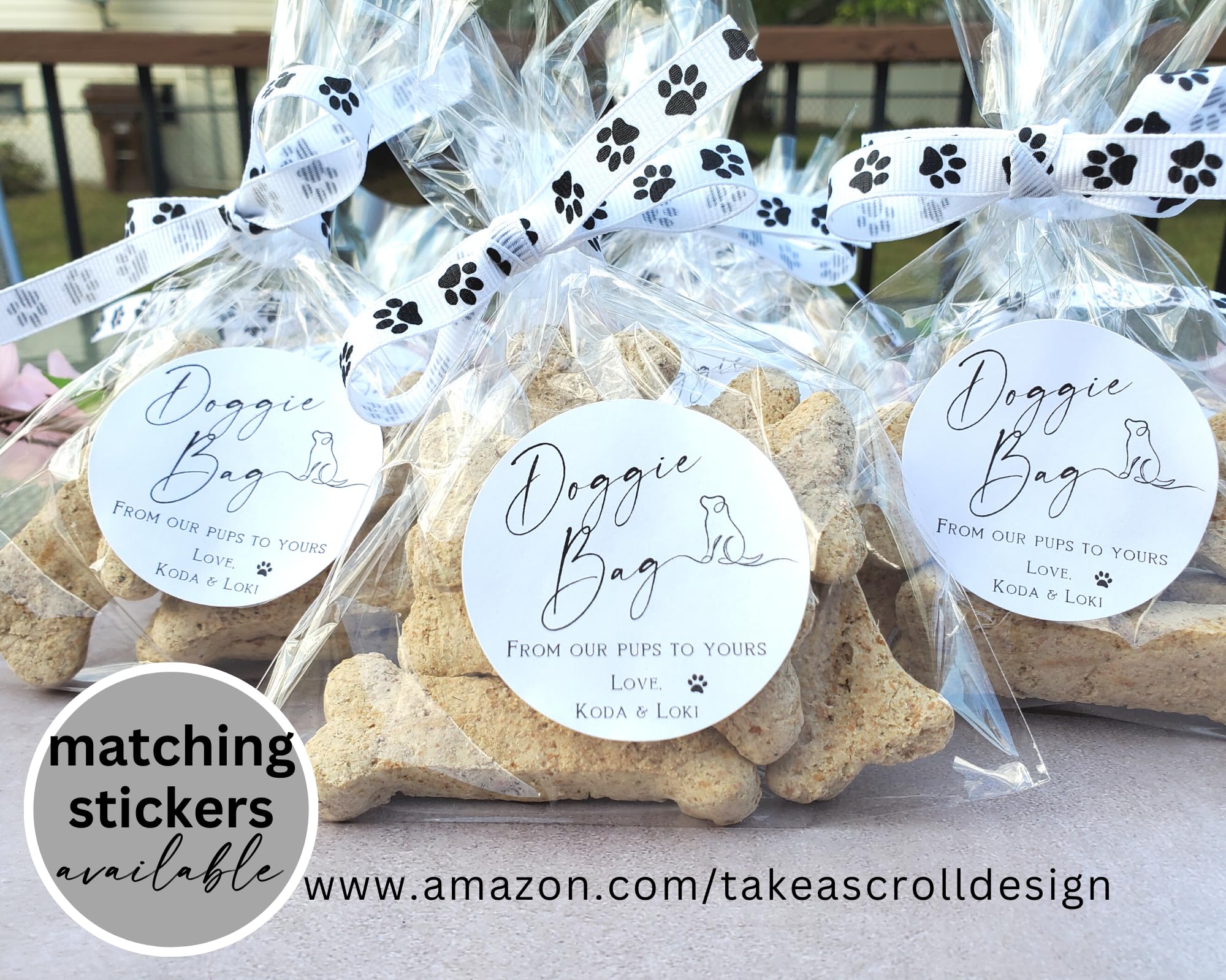 Take a Treat Doggie Bag Sign, Dog Wedding Decoration, Pet Favor Cat, Treat Reception Gift for Guests, Thank You Bridal Shower Supplies, Fur Our Friends Who Couldn't Come to The Pawty