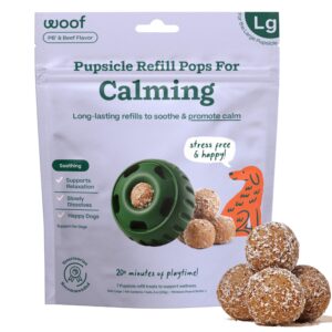 woof pupsicle refill pops for calming - calming dog treats - long-lasting refills for the pupsicle toy to promote calm - magnesium for dogs- large pops - 7 count