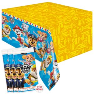 unique paw patrol birthday decorations - rectangular plastic tablecloth (pack of 3) & sticker