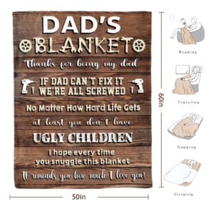 Dad Birthday Gift from Daughter, Christmas Birthday Gifts for Dad from Son, Fathers Day Presents for Dad from Kids, Best Dad ever Gift, Cool Gifts for Daddy Who Wants Nothing, Dad Throw Blanket 60X50