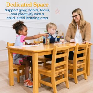 ECR4Kids 24in x 48in Rectangular Hardwood Table with 20in Legs and Four 10in Chair, Kids Furniture, Honey