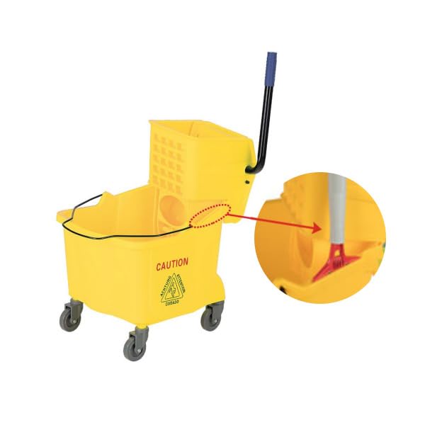 Zion Jan-San USA 36L Deluxe Wringer-Yellow//Heavy-Duty/Compact/Easy Cleaning/Multi-Compartment/with Wheels/for Professional Use/Ergonomic