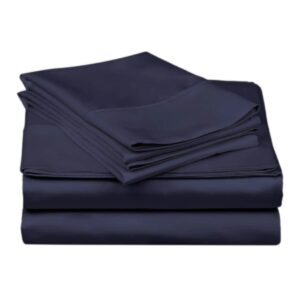 BEDLAM Full/Queen Size Duvet Cover Set - 3pcs 100% Cotton Duvet Cover, Includes a Navy Blue Sateen Duvet Cover & 2 Cotton Pillowcases, Super Soft Duvet Covers - 500TC Luxury Queen Duvet Cover Set