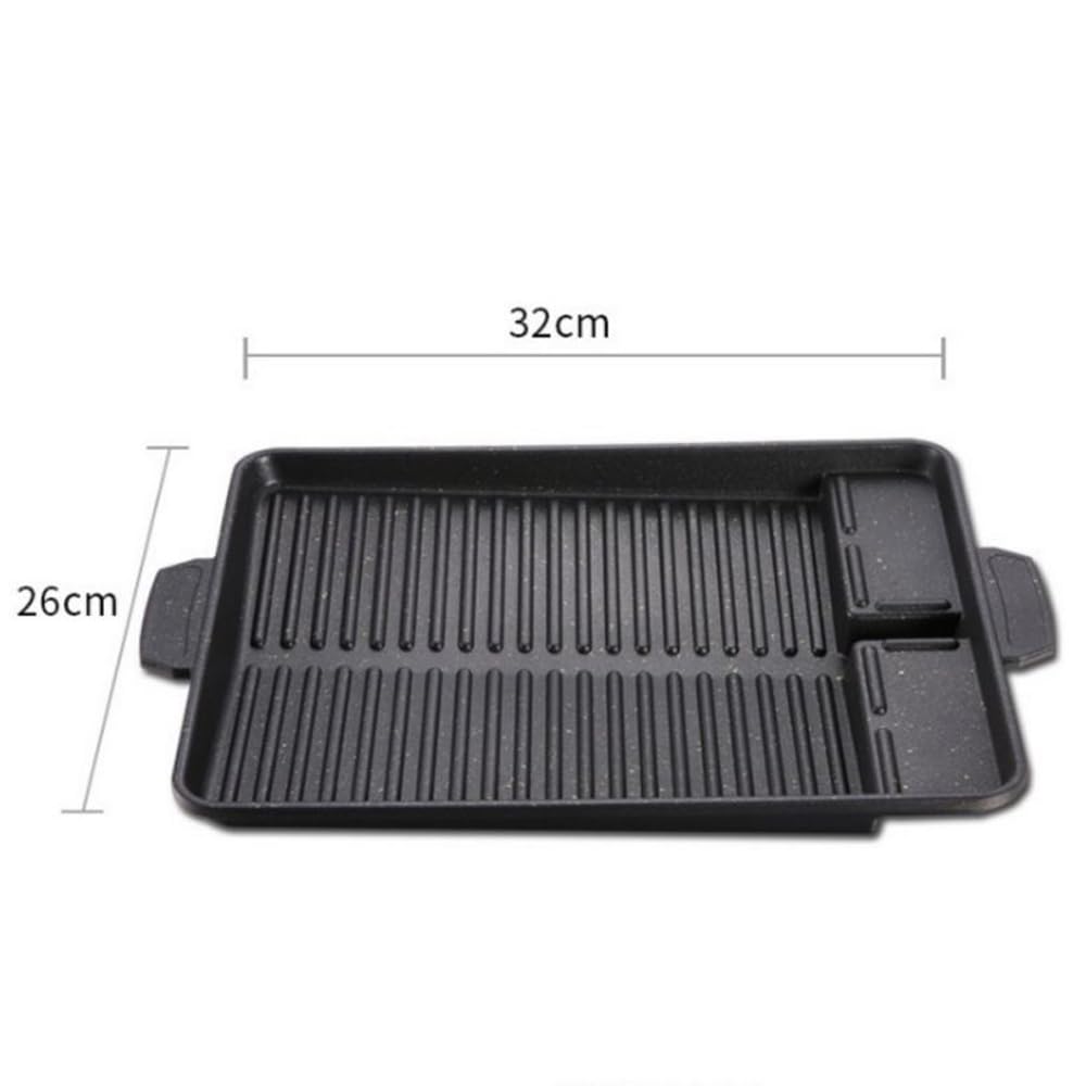 CHYIR Korean-style Non-stick Grill Pan Rectangular Hot Plate Barbecue Pot Portable Oil Spill Baking Tray for Indoor Outdoor BBQ (Style A)