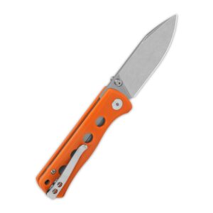 QSP KNIFE CANARY FOLDER POCKET KNIFE, SHARP 14C28N BLADE with COLORFUL G-10 HANDLES (stonewash blade, orange G-10 handle)