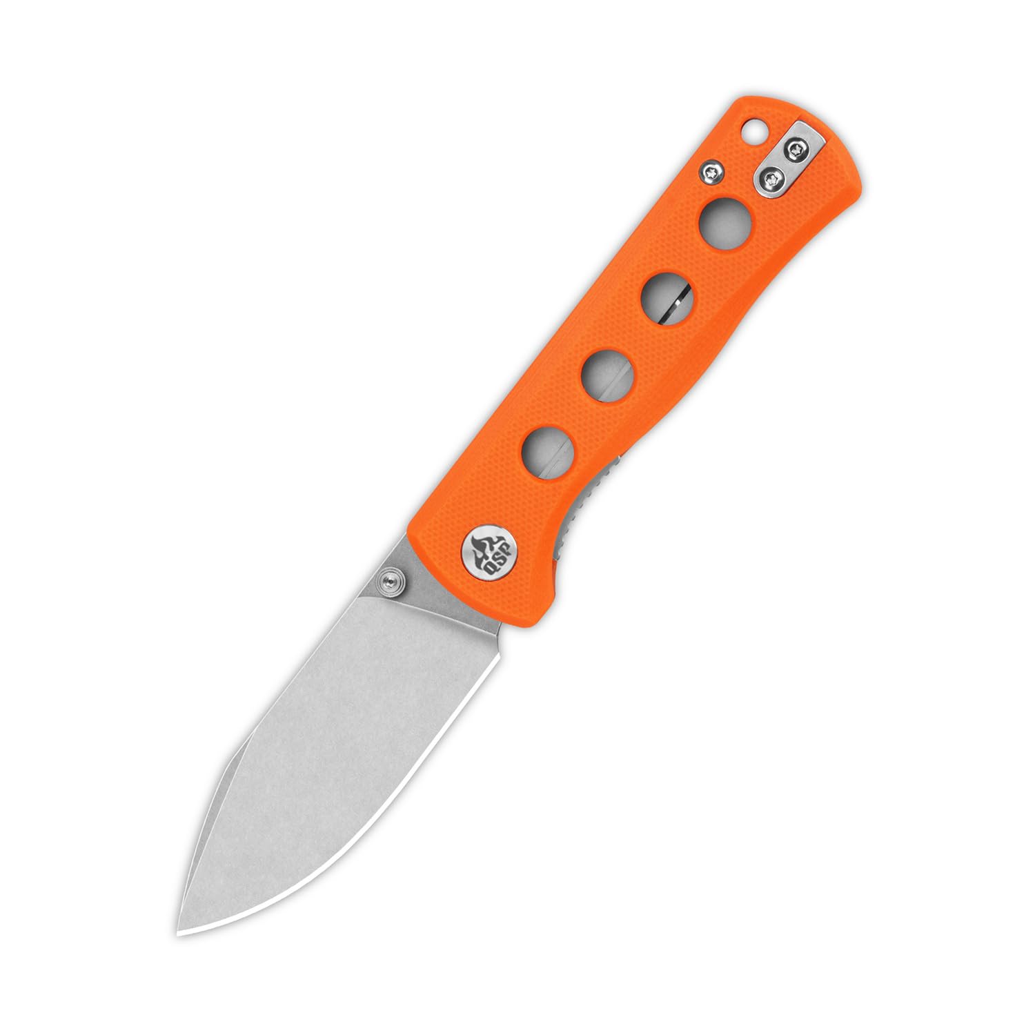 QSP KNIFE CANARY FOLDER POCKET KNIFE, SHARP 14C28N BLADE with COLORFUL G-10 HANDLES (stonewash blade, orange G-10 handle)