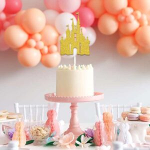 Castle Cake Topper Princess Cake Topper Castle Theme Birthday Party Decoration Princess Party Supplies Princess Happy Birthday Cake Decoration for Girls Princess Baby Shower Supplies