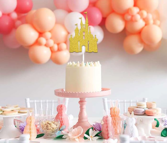 Castle Cake Topper Princess Cake Topper Castle Theme Birthday Party Decoration Princess Party Supplies Princess Happy Birthday Cake Decoration for Girls Princess Baby Shower Supplies