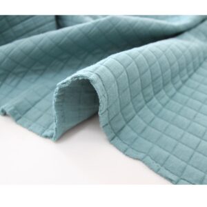 square pre quilted triple layer jersey fabric by the yard knit, daimaru double faced 60" wide cm kind solid (sage green)