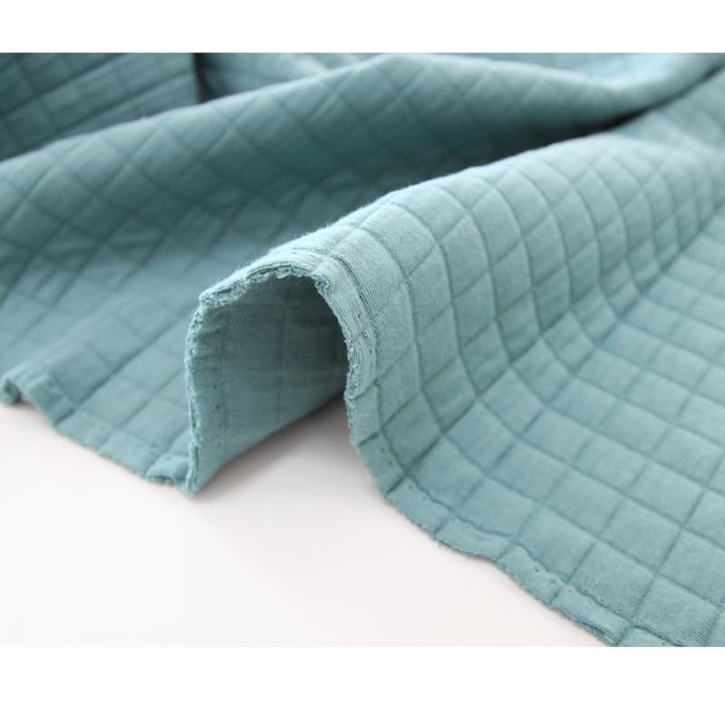 Square Pre Quilted Triple Layer Jersey Fabric by The Yard Knit, Daimaru Double Faced 60" Wide CM Kind Solid (Sage Green)