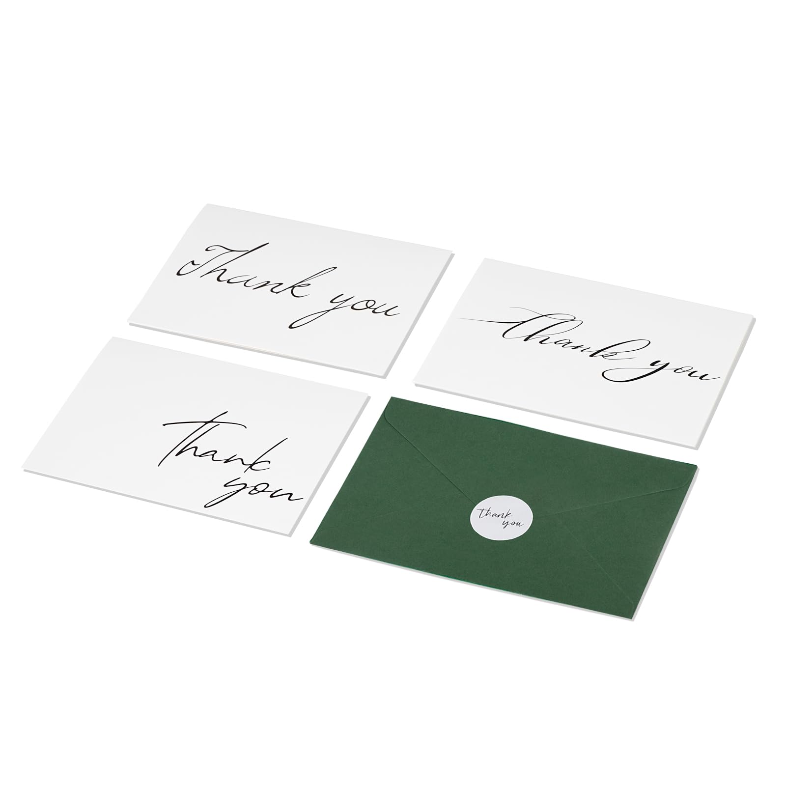 Cardirate Thank You Cards with Green Envelopes and Stickers,Pack of 50,4x6 Inch Design,for Small Business,Graduation,Baby Shower,Bridal Shower, Funeral