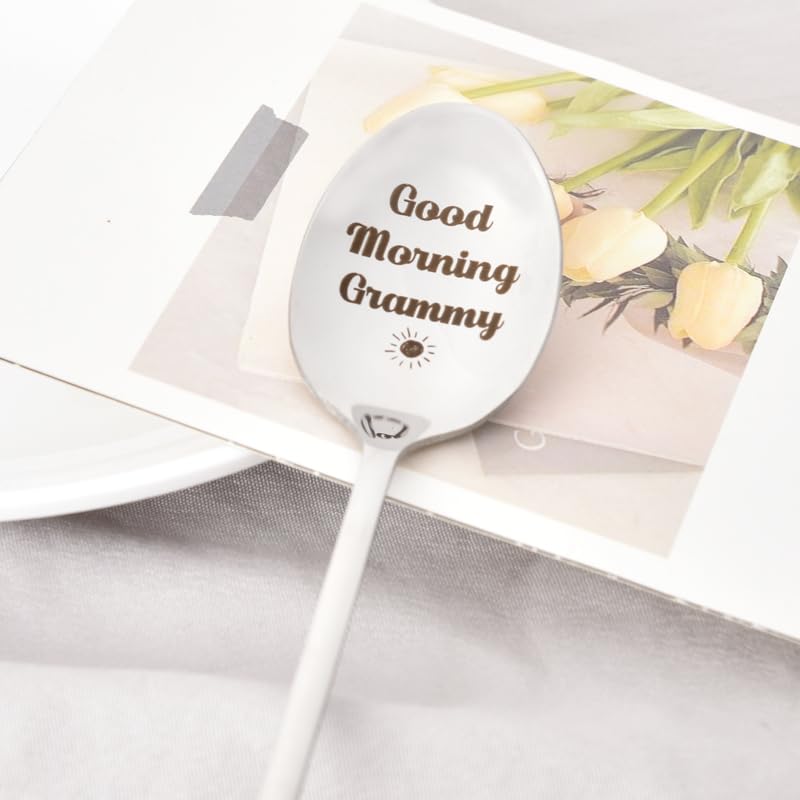 Grammy Spoon Gifts from Grandchildren Grandkids, Nana Grandma Grandmother Christmas Birthday Gift for Grammy Good Morning Grammy Spoon for Nana Grandma Coffee Tea Lover Gift Spoon for Women