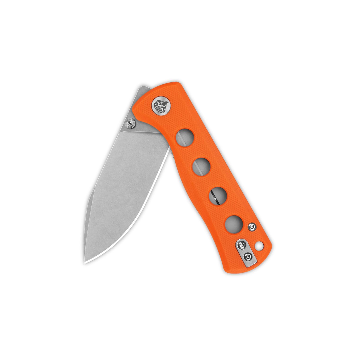 QSP KNIFE CANARY FOLDER POCKET KNIFE, SHARP 14C28N BLADE with COLORFUL G-10 HANDLES (stonewash blade, orange G-10 handle)