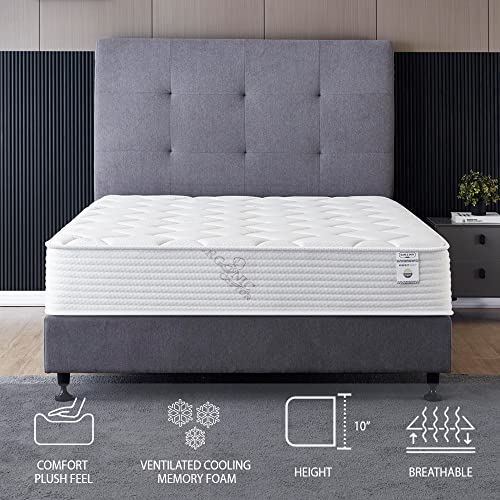 California King Mattress - 8 Inch Cool Memory Foam & Spring Hybrid Mattress with Breathable Cover - Comfort Tight Top - Rolled in a Box - Oliver & Smith