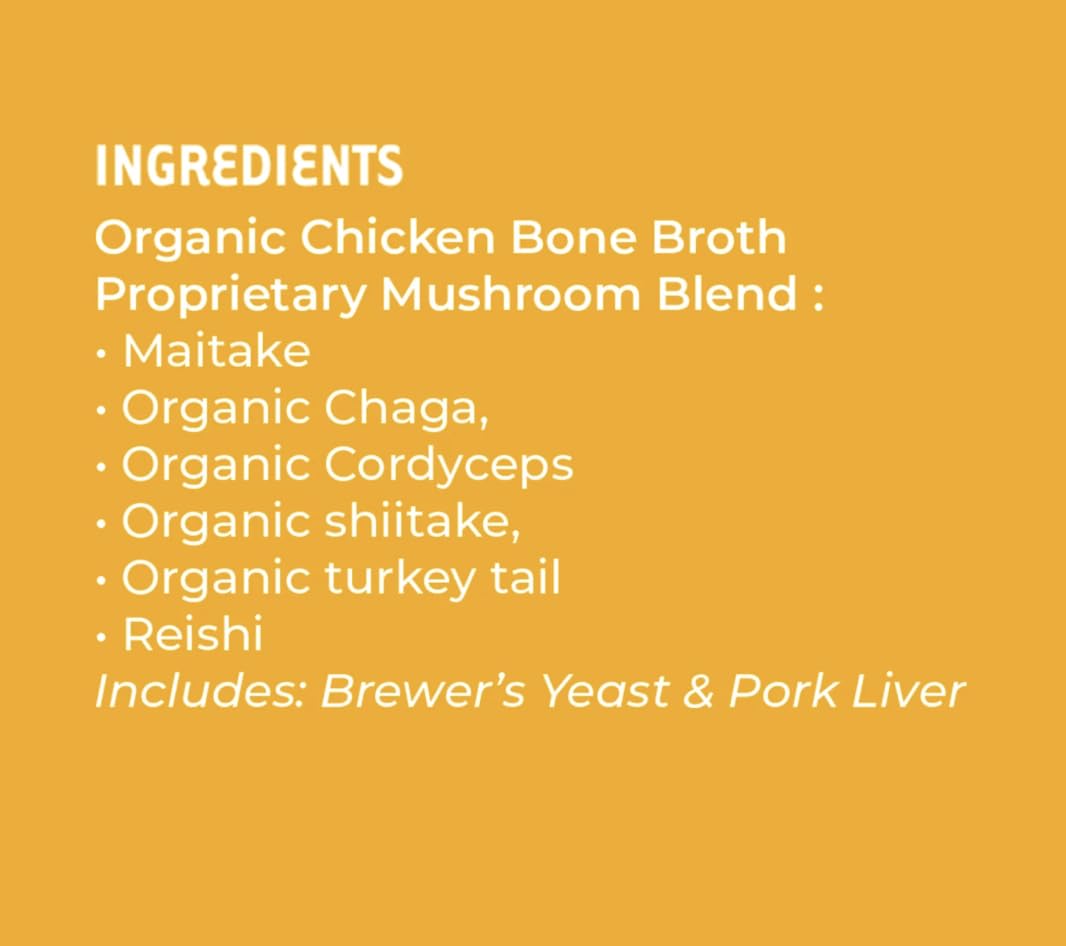 iHeartCats Bone Broth for Cats - Bone Broth & Mushroom Gold Powder Supplement for Immune System Support, Improved Mobility & Flexibility and Natural Detox - Turkey Tail Mushroom for Cats