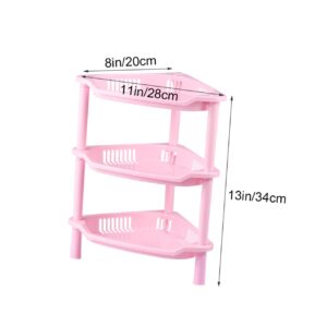 BUGUUYO 3Layer Plastic Small Storage Organizer Basket Corner Shelf Rack for Home Bathroom Kitchen Compact Design for Efficient Space Saving