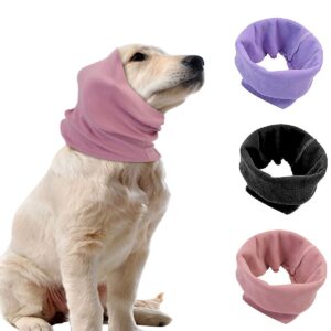 quiet ears covers for dogs 3pcs,dog snoods ear covers for noise,grooming and force drying miracle tool for anxiety relief & calming dogs(grey+pink+purple) (large)