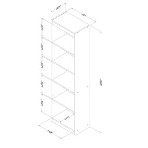 South Shore Axess 5-Shelf Narrow Bookcase Natural Walnut, Contemporary