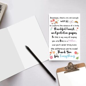 XXDJLP Cute Thank You Cards for Teacher Professor Tutor, Fantastic Boss Appreciation Card for Boss Coworkers, Meaningful Friendship Card for Best Friends, Sweet Poem Thank You Card for Him Her