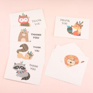 Tbestmax 48 Funny Thank You Cards with Envelopes & Stickers 4x6 Inch Animals Greeting Cards Bulk Blank Thank You Notes for Baby Shower Birthday Wedding Thanksgiving Party