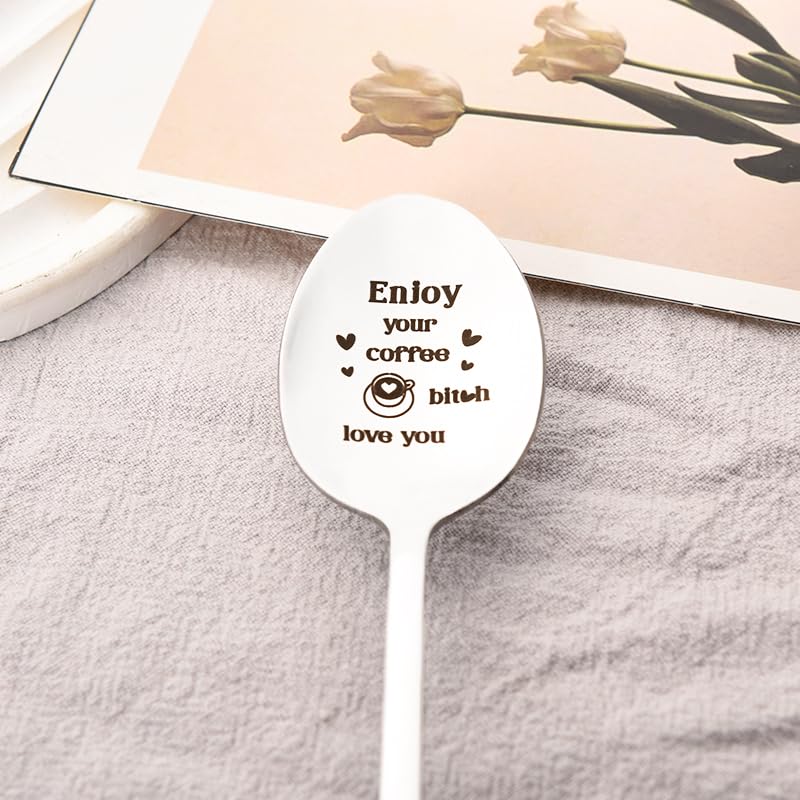 Spoon Gifts for Coffee Lovers Best Friend Friendship Gifts for Women Sister Birthday Gifts for Teen Girls Christmas Gift Ideas Expresso Spoon for Bestie BFF Gifts for Friends Coworkers Female