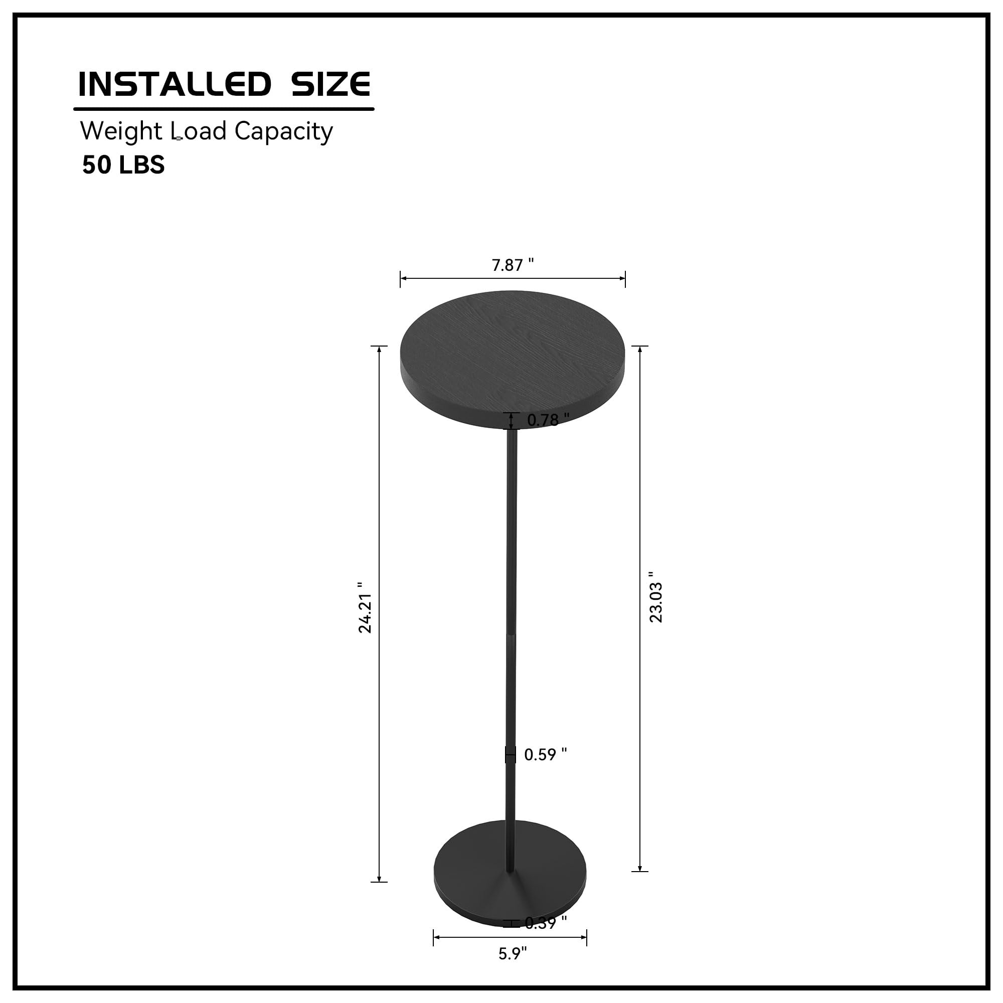 Drink Table, Metal Base Side Table for Small Spaces,Tall Modern Round End Table/Martini Table Furniture for Living Room, Dorm, Home Office, and Bedroom