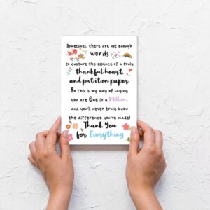 XXDJLP Cute Thank You Cards for Teacher Professor Tutor, Fantastic Boss Appreciation Card for Boss Coworkers, Meaningful Friendship Card for Best Friends, Sweet Poem Thank You Card for Him Her