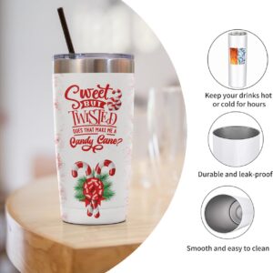 BESLKB Christmas Gifts for Women-20 oz Stainless Steel Insulated Travel Tumbler Coffee Mug Cup-Funny Christmas Gifts for Mom, Dad, Son, Daughter, Women, Men (Candy Cane)