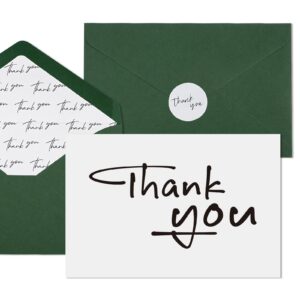 cardirate thank you cards with green envelopes and stickers,pack of 50,4x6 inch design,for small business,graduation,baby shower,bridal shower, funeral