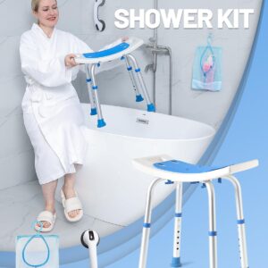 Leagent FSA HSA Eligible Shower Chair for Inside Tub, Shower Stool for Inside Shower, Shower Seat for Bathtub, Adjust Bath Chairs for Elderly/Disabled