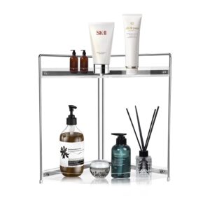 lvssci bathroom countertop organizer，2 tier acrylic tray vanity counter skincare organizer shelf,standing rack home storage holder forkitchen