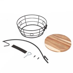 Livabber Countertop Fruit Basket Bowl with Banana Hanger, Modern Standing Fruit Vegetable Bowl Storage, with Banana Tree Holder for Kitchen Dinning Table (Round Wood, Black)