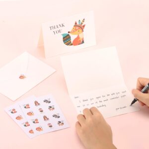 Tbestmax 48 Funny Thank You Cards with Envelopes & Stickers 4x6 Inch Animals Greeting Cards Bulk Blank Thank You Notes for Baby Shower Birthday Wedding Thanksgiving Party