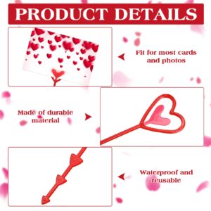 Zhanmai 240 Pcs Plastic Floral Pick Card Holders Red Heart Shaped Flower Picks Card Holder Heart Shape Card Holders Clips for Floral Arrangement Bouquet Wedding Valentine's Day Decoration, 8.6 Inches