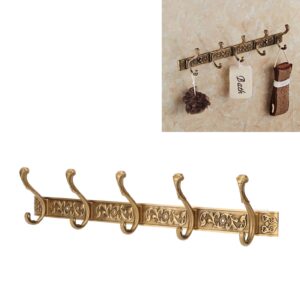 coat rack wall mounted, aluminum wall hooks for hanging with 5 hooks vintage gold wall mount coat rack key holder for wall hallway