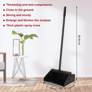 Leumoi 8 Pcs Lobby Dust Pan 36.6 Inch Upright Dust Pan with Serrated Yoke Dustpan Long Handle Plastic Commercial Dustpan for Wet Dry Floor Cleaning Home Office Restaurant Indoor Outdoor Use (Black)