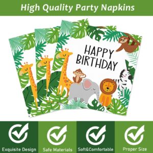 96PCS Jungle Birthday Party Plates and Napkins Safari Animals Birthday Party Decorations for 24 Guests Jungle Theme Birthday Party Tableware Set Serves Wild Animals Gold Safari Zoo Birthday Supplies