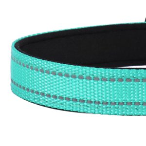 PWOD Reflective Dog Collar, Adjustable Soft Neoprene Padded Nylon Pet Collars with Buckle for Medium Dogs, Teal,M