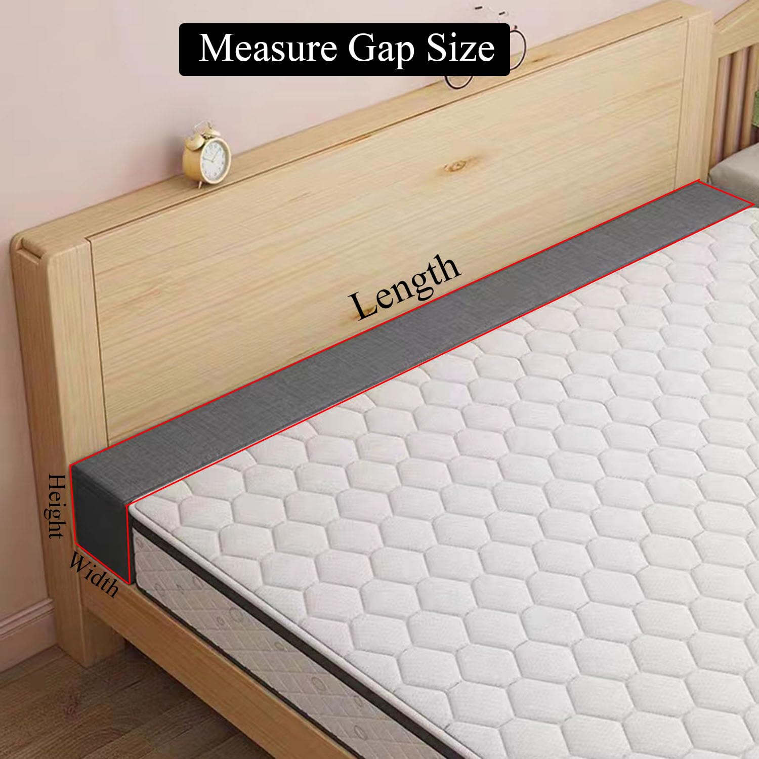 Bed Gap Filler for Headboard Space Filler Bed Crack Pillow Stopper Wall Side Mattress Extender Memory Foam Mattress Gap Filler King Bed 79x4x6 Inches