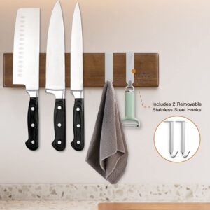 Enoking Knife Magnet Knife Bar for wall, 10 Inch Magnetic Knife Holder for Refrigerator with 2 Hooks