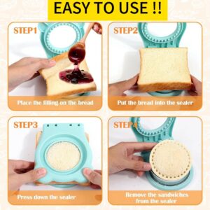 CHICHAUS Uncrustable Sandwich Maker,Sandwiches Pocket Circle Shape 3.7Inch Sandwich Cutter and Sealer,Sandwich Cutter for Kids Breakfast and lunchboxes (Light Blue)