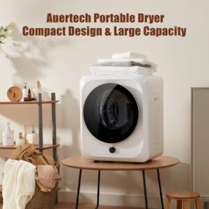 Auertech Portable Dryer, 110V 10Lbs Portable Clothes Dryer with 5 Drying Modes, Stainless Steel Tub, 1.5 cu.ft Front Load Mini Dryer Machine for Apartment, Laundry, RV