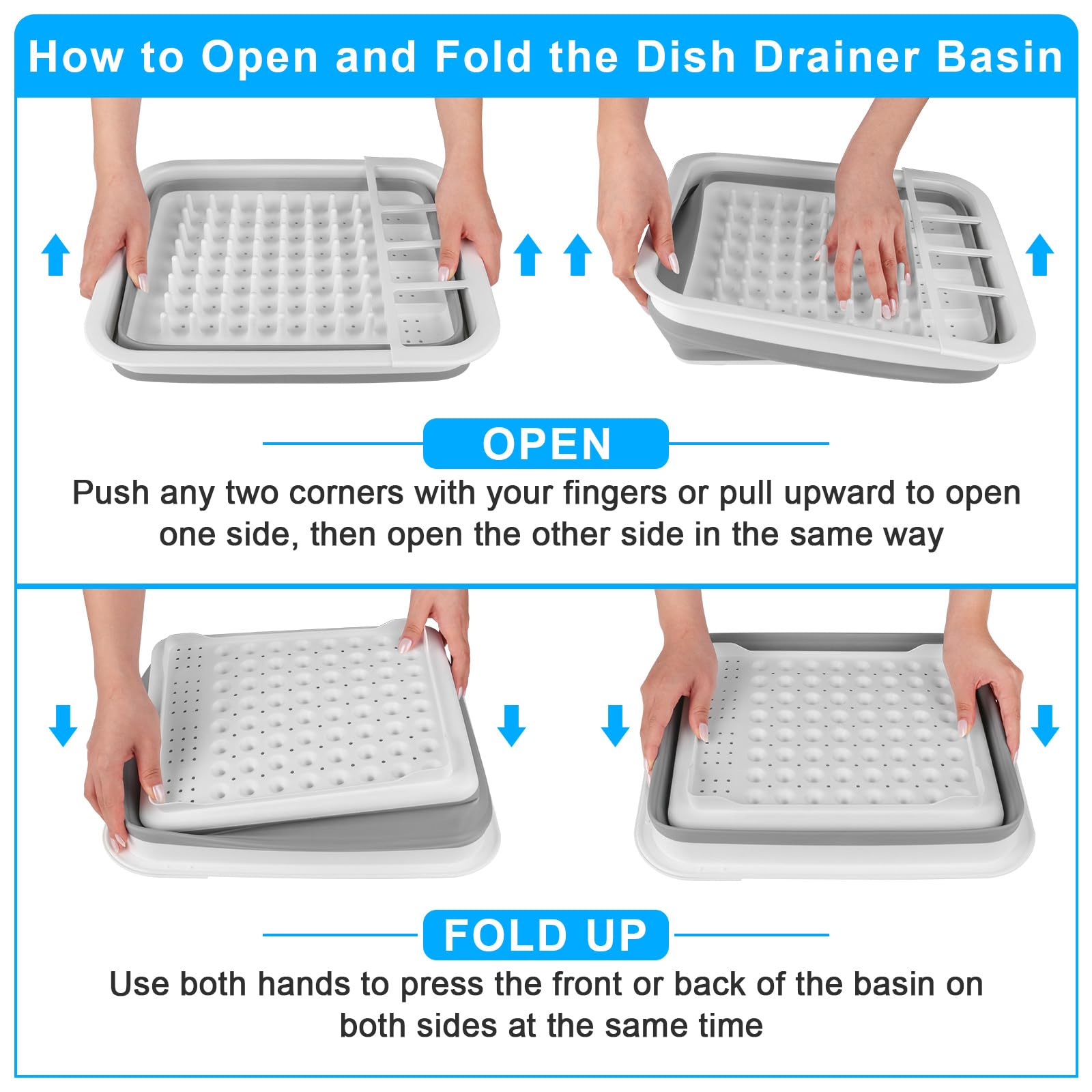 Collapsible Dish Drying Rack Portable Dish Drainers for Kitchen Counter with Drainboard,Kitchen Sink Organizer Basket RV Accessories Camper Kitchen Organization Storage Dish Rack Over Sink Drying Rack