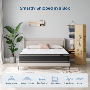 Vesgantti Queen Mattress, 14 Inch Hybrid Innerspring Mattress with Memory Foam, Individually Pocket Coils for Motion Isolation, Queen Size Mattress in a Box, Medium Firm Feel