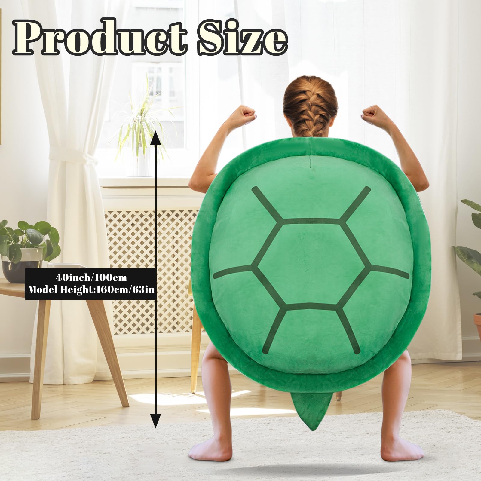 Enhopty 40" Wearable Turtle Shell Plush Pillows Tortoise Plush Pillow Funny Animal Dress Up for Kids (Green, 40inch)