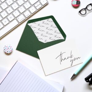 Cardirate Thank You Cards with Green Envelopes and Stickers,Pack of 50,4x6 Inch Design,for Small Business,Graduation,Baby Shower,Bridal Shower, Funeral