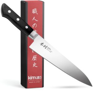 kimura chef knife, [made in japan], 7 inch professional kitchen knife, sharp high carbon molybdenum vanadium stainless steel knives, gyuto knife with ergonomic pakkawood handle - japanese chef's knife