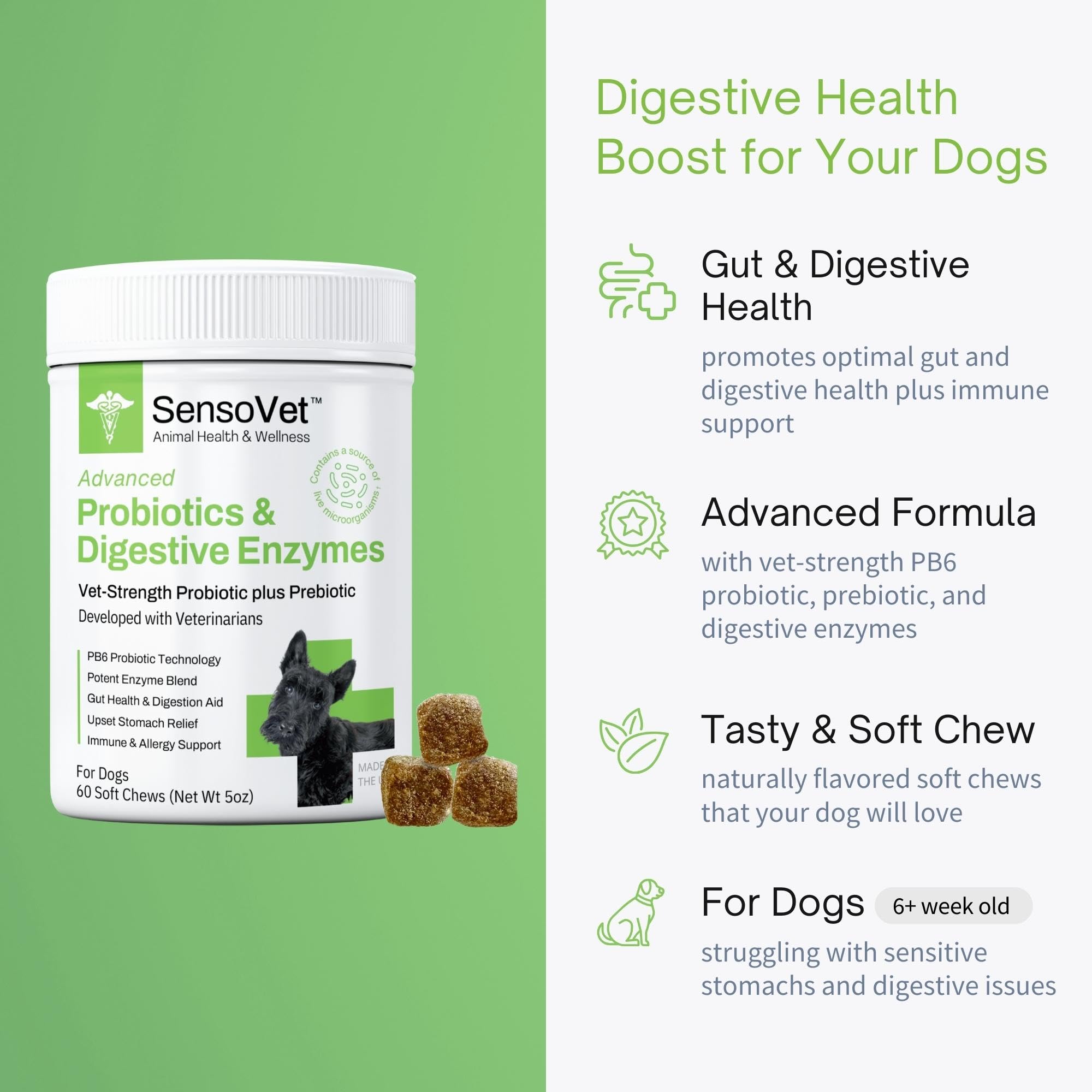 Probiotics for Dogs with Prebiotics and Digestive Enzymes - Allergy Relief